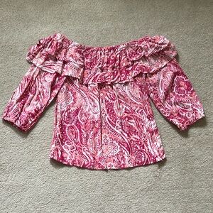 Pink Paisley Off-Shoulder Top